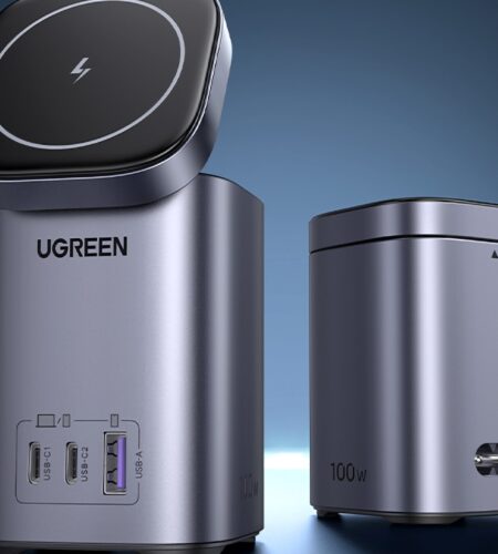 Ugreen’s 100W charger has a MagSafe pad equipped with a hinge